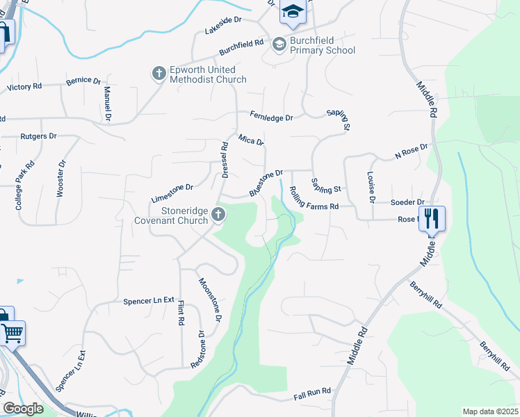 map of restaurants, bars, coffee shops, grocery stores, and more near 804 Ledgeview Drive in Allegheny County