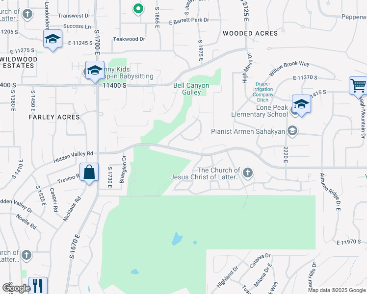 map of restaurants, bars, coffee shops, grocery stores, and more near 1937 Wasatch Boulevard in Sandy