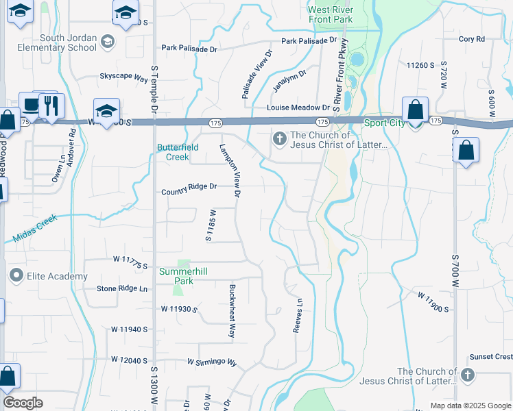 map of restaurants, bars, coffee shops, grocery stores, and more near 11622 South Halcom Drive in South Jordan