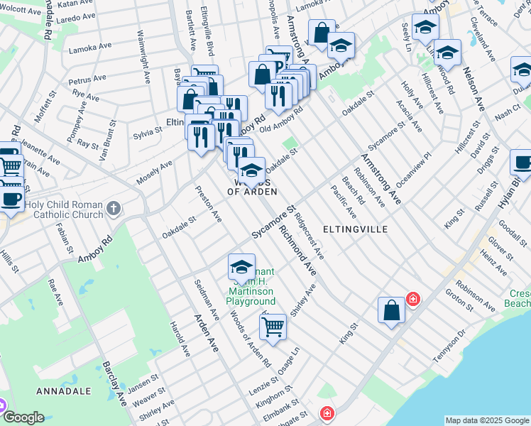 map of restaurants, bars, coffee shops, grocery stores, and more near in Staten Island