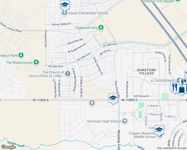 map of restaurants, bars, coffee shops, grocery stores, and more near 6151 West Folly Island Way in South Jordan