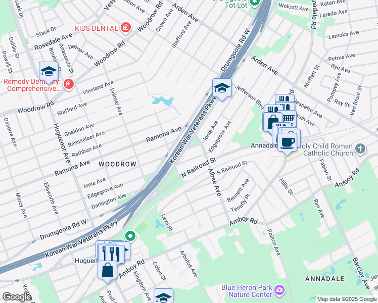 map of restaurants, bars, coffee shops, grocery stores, and more near 386 Ionia Avenue in Staten Island