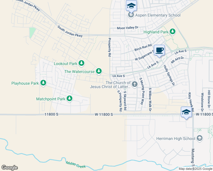 map of restaurants, bars, coffee shops, grocery stores, and more near 6508 West Iguazu Drive in South Jordan