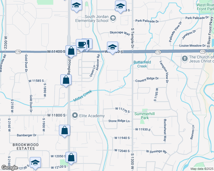 map of restaurants, bars, coffee shops, grocery stores, and more near 1481 Midas Creek Drive in South Jordan
