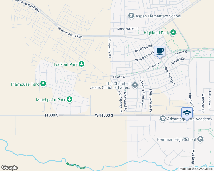 map of restaurants, bars, coffee shops, grocery stores, and more near 6504 West Iguazu Drive in South Jordan
