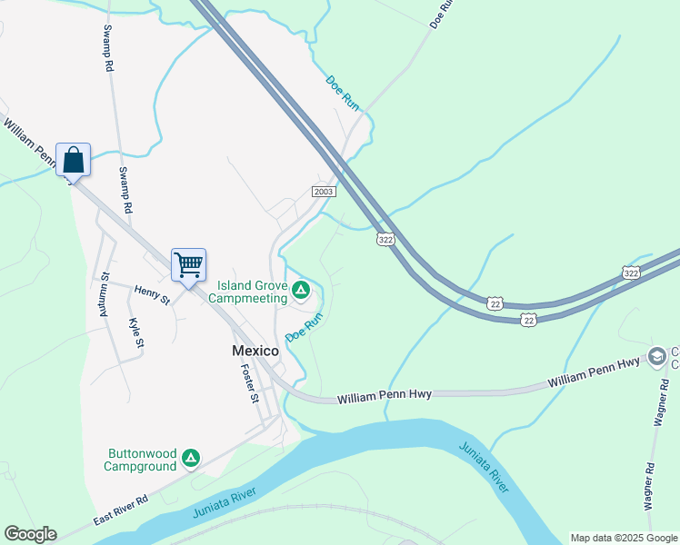 map of restaurants, bars, coffee shops, grocery stores, and more near 336 T-382 in Mifflintown