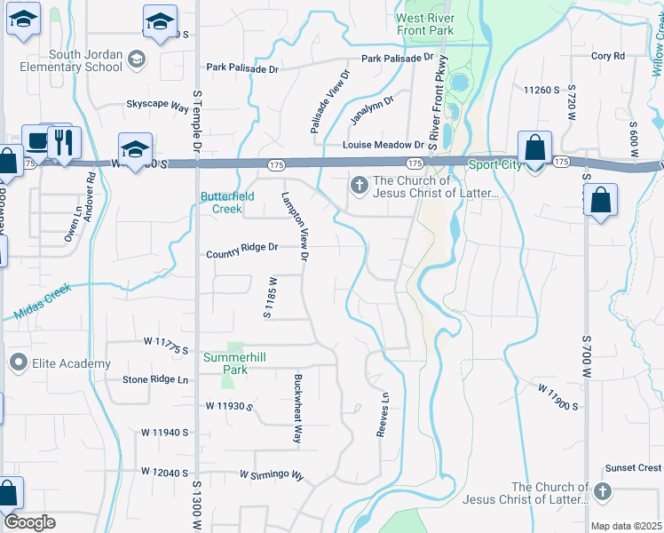map of restaurants, bars, coffee shops, grocery stores, and more near 11606 South Halcom Drive in South Jordan