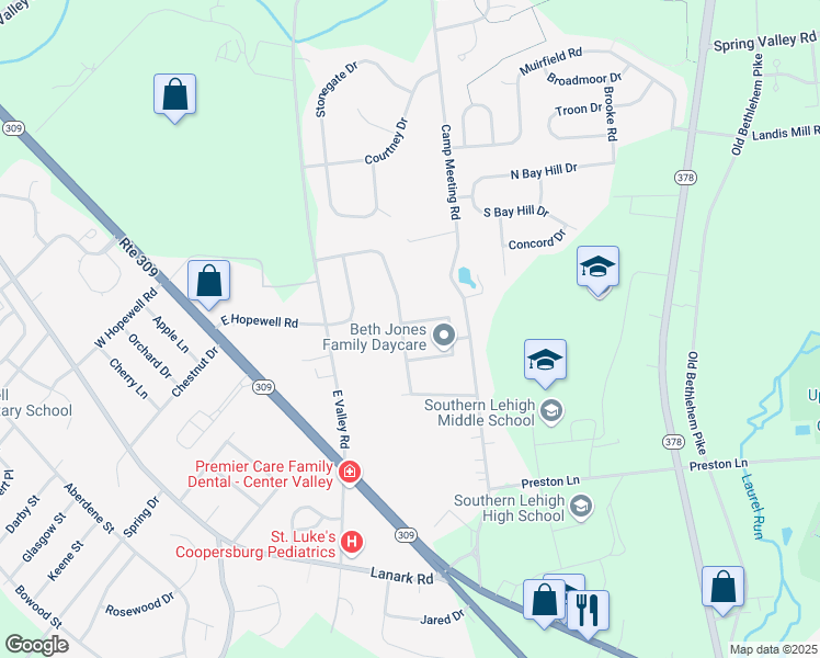 map of restaurants, bars, coffee shops, grocery stores, and more near 3704 North Saucon Avenue in Lehigh County