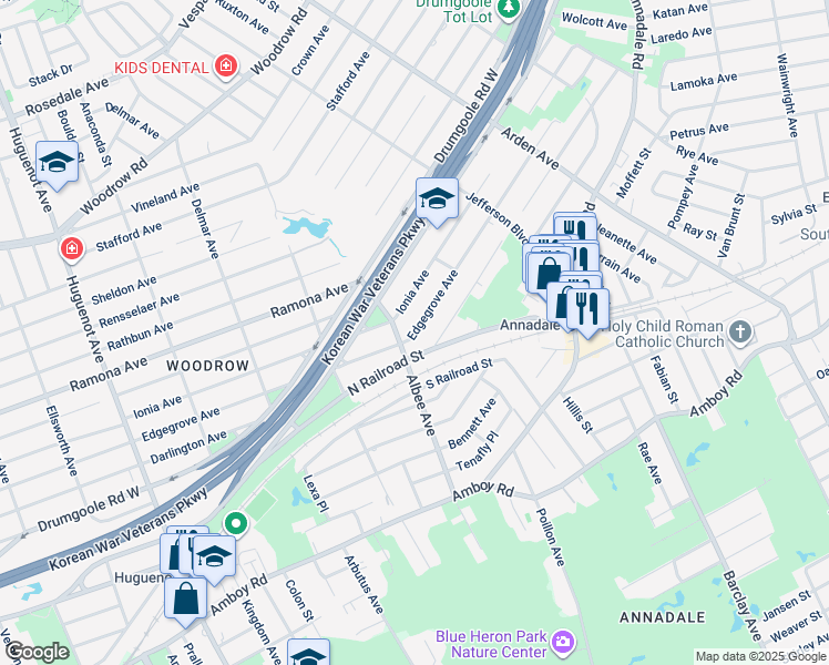 map of restaurants, bars, coffee shops, grocery stores, and more near 89 Albee Avenue in Staten Island