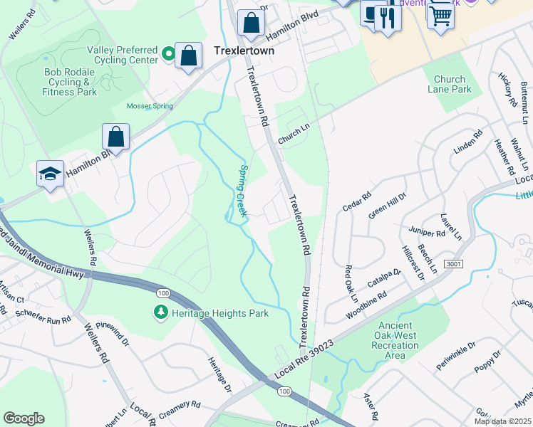 map of restaurants, bars, coffee shops, grocery stores, and more near 40 Valley View Estates in Macungie