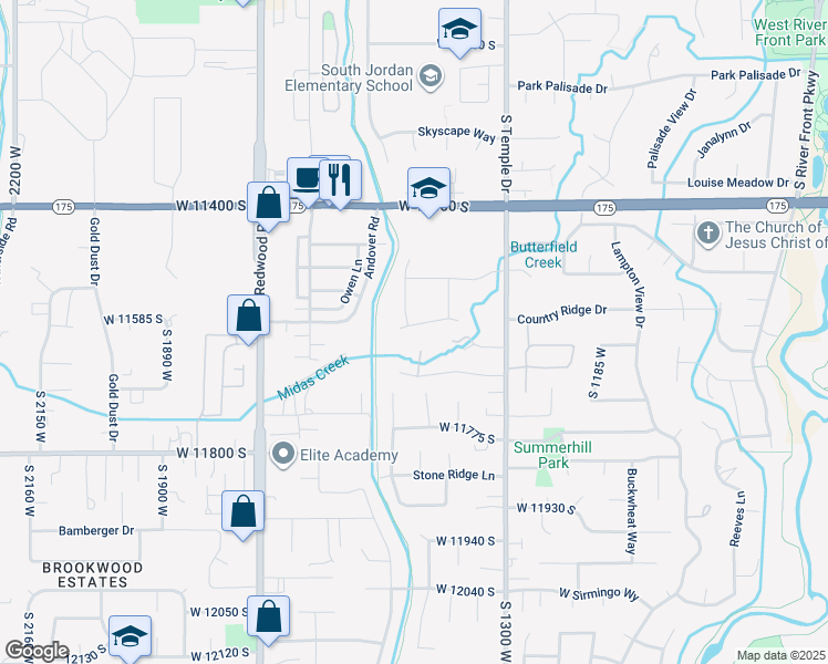 map of restaurants, bars, coffee shops, grocery stores, and more near 1469 Midas Creek Drive in South Jordan