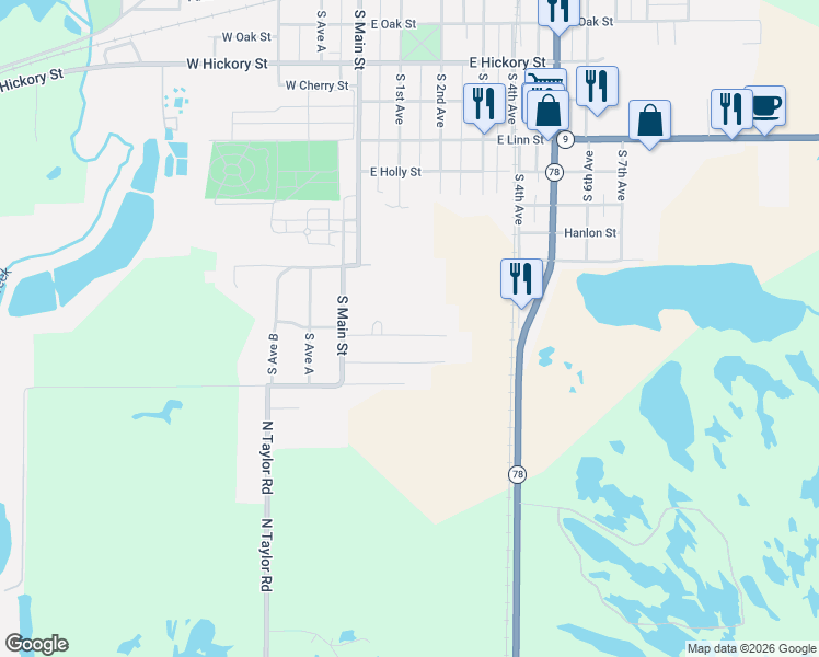 map of restaurants, bars, coffee shops, grocery stores, and more near 53-199 East Beech Street in Canton