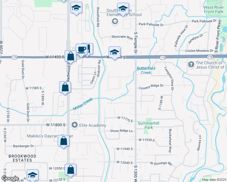 map of restaurants, bars, coffee shops, grocery stores, and more near 1469 Midas Creek Drive in South Jordan