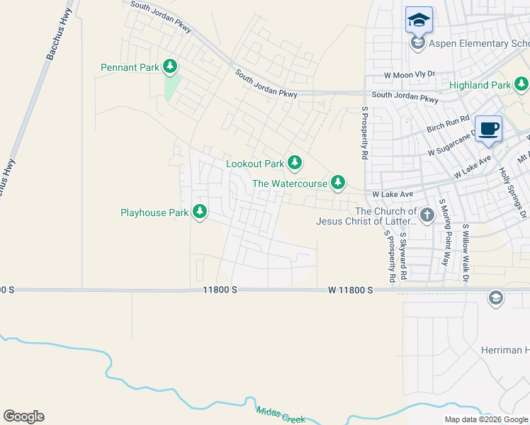 map of restaurants, bars, coffee shops, grocery stores, and more near 6800 11800 South in Herriman