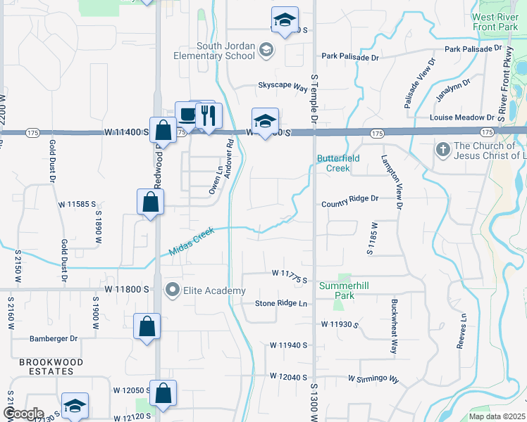 map of restaurants, bars, coffee shops, grocery stores, and more near 1469 Midas Creek Drive in South Jordan