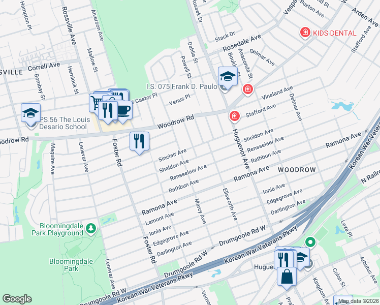 map of restaurants, bars, coffee shops, grocery stores, and more near 744 Sinclair Ave in Staten Island