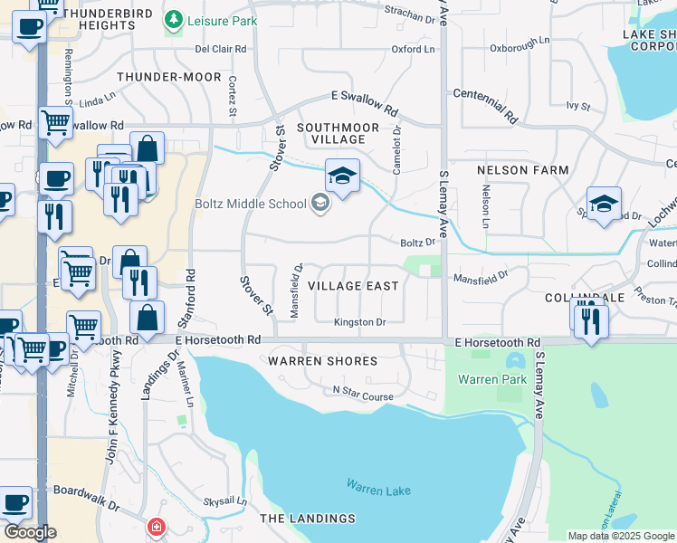 map of restaurants, bars, coffee shops, grocery stores, and more near 3401 Worwick Drive in Fort Collins
