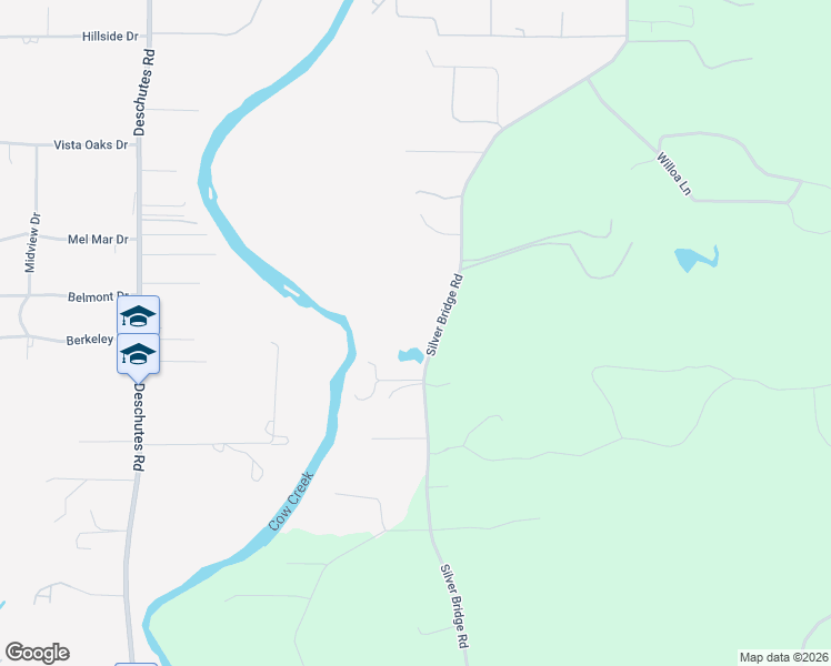 map of restaurants, bars, coffee shops, grocery stores, and more near 8678 Silver Bridge Road in Palo Cedro