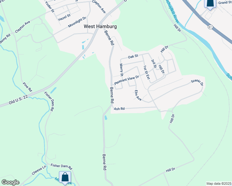 map of restaurants, bars, coffee shops, grocery stores, and more near 115 Berne Road in Hamburg