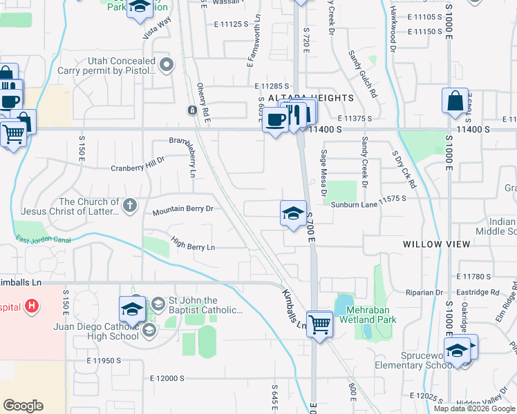 map of restaurants, bars, coffee shops, grocery stores, and more near 609 Wyngate Pointe Lane in Draper