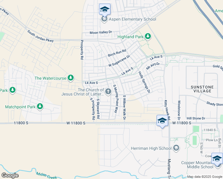 map of restaurants, bars, coffee shops, grocery stores, and more near 11596 South Moring Point Way in South Jordan