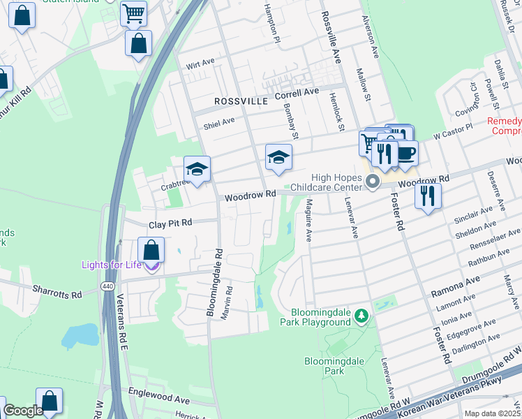 map of restaurants, bars, coffee shops, grocery stores, and more near 111 Anthony Street in Staten Island