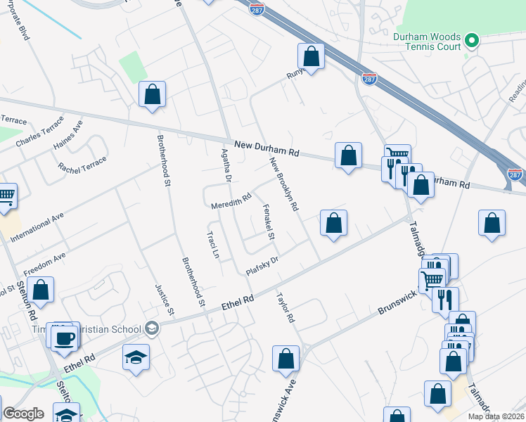 map of restaurants, bars, coffee shops, grocery stores, and more near 18 Fenakel Street in Edison