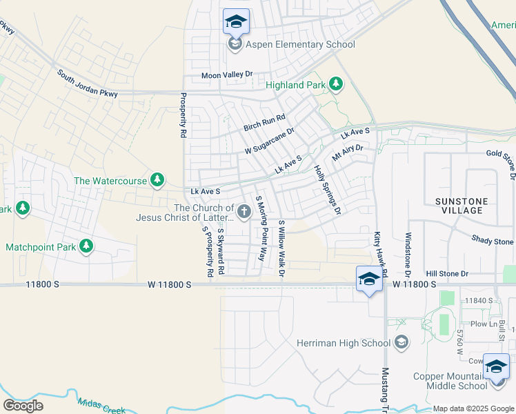 map of restaurants, bars, coffee shops, grocery stores, and more near 11596 South Moring Point Way in South Jordan