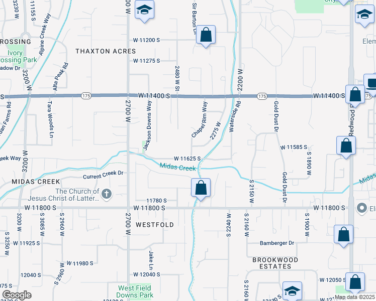 map of restaurants, bars, coffee shops, grocery stores, and more near 11596 Chapel Rim Way in South Jordan