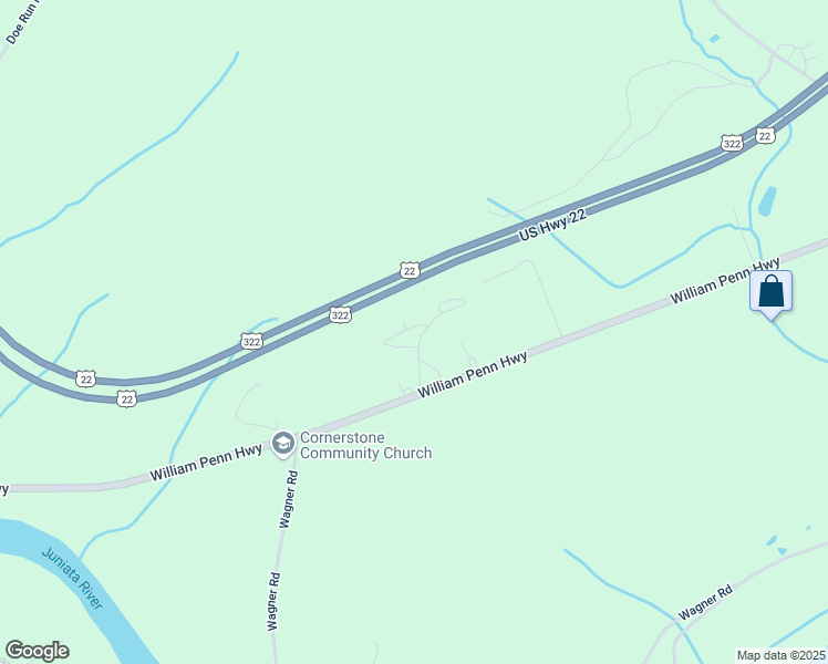 map of restaurants, bars, coffee shops, grocery stores, and more near Frymoyer Drive in Juniata County