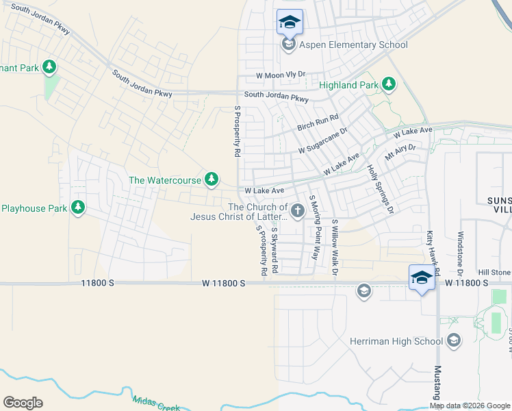map of restaurants, bars, coffee shops, grocery stores, and more near 6412 West Verdant Hills Way in South Jordan