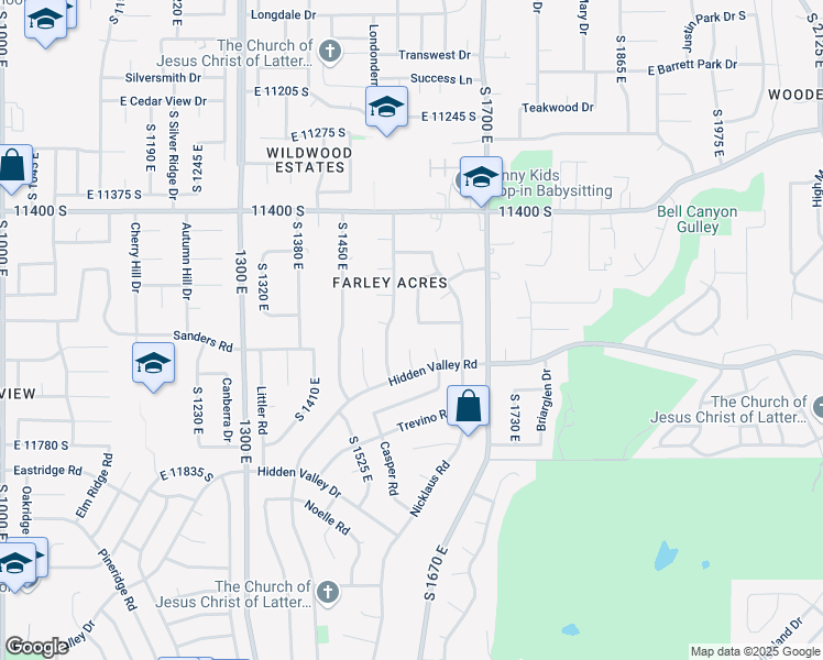 map of restaurants, bars, coffee shops, grocery stores, and more near 1588 Jordan Point Drive in Sandy