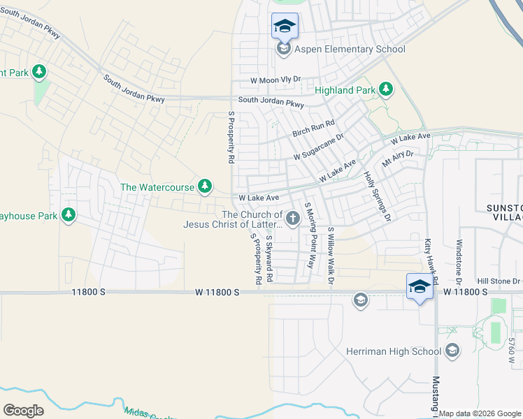 map of restaurants, bars, coffee shops, grocery stores, and more near 6412 West Verdant Hills Way in South Jordan
