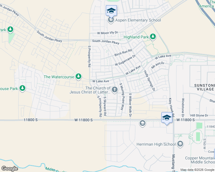 map of restaurants, bars, coffee shops, grocery stores, and more near 6378 West Verdant Hills Way in South Jordan