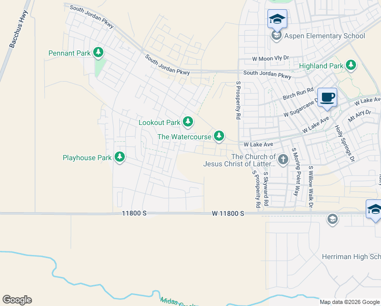 map of restaurants, bars, coffee shops, grocery stores, and more near 6800 11800 South in Herriman