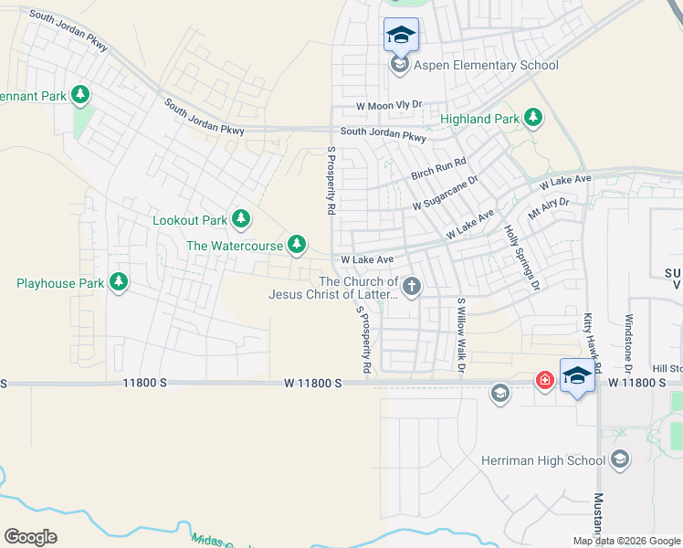 map of restaurants, bars, coffee shops, grocery stores, and more near 11593 South Prosperity Road in South Jordan