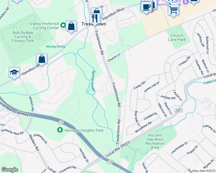map of restaurants, bars, coffee shops, grocery stores, and more near 40 Valley View Estates in Macungie