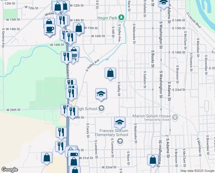 map of restaurants, bars, coffee shops, grocery stores, and more near 750 West 26th Street in Marion