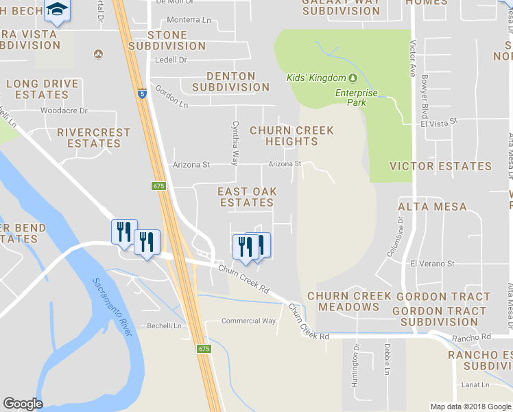 map of restaurants, bars, coffee shops, grocery stores, and more near 1271 Mighty Oak Lane in Redding