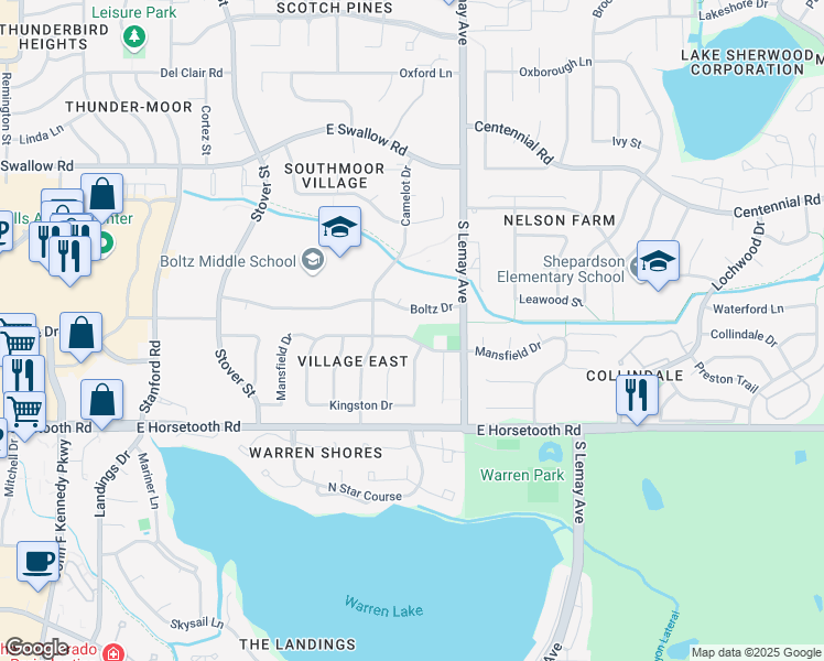 map of restaurants, bars, coffee shops, grocery stores, and more near 930 Mansfield Drive in Fort Collins