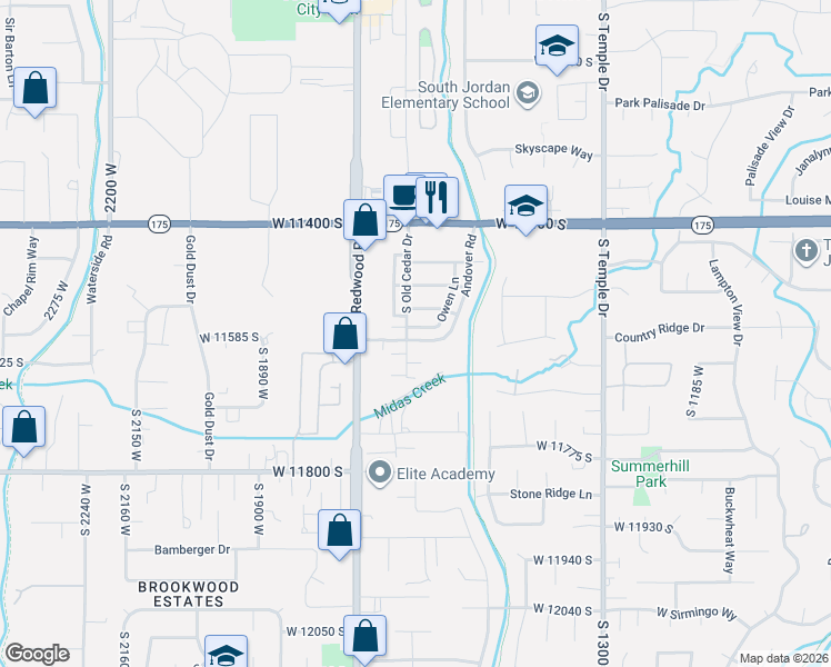 map of restaurants, bars, coffee shops, grocery stores, and more near 1592 Andover Road in South Jordan