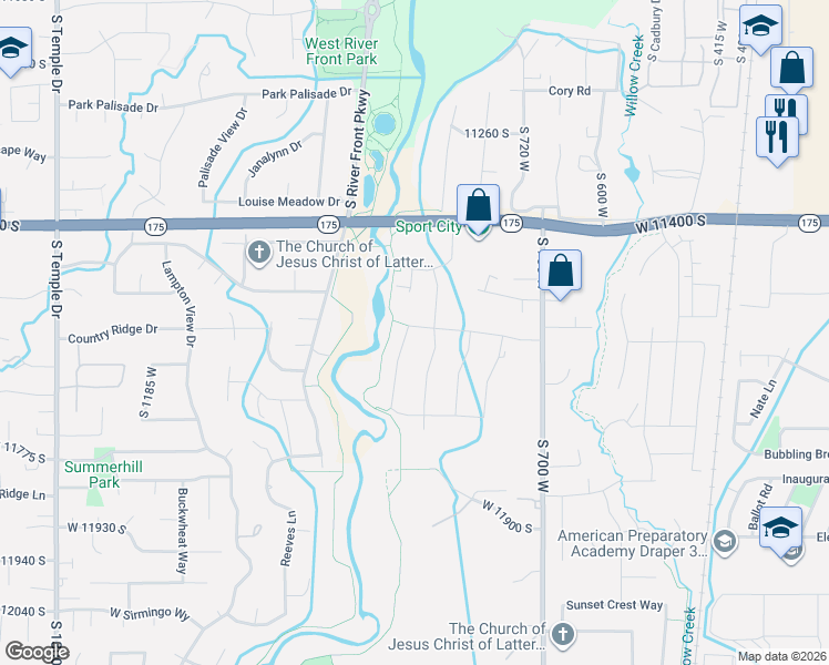 map of restaurants, bars, coffee shops, grocery stores, and more near 11618 South Douglas Vista Drive in Draper