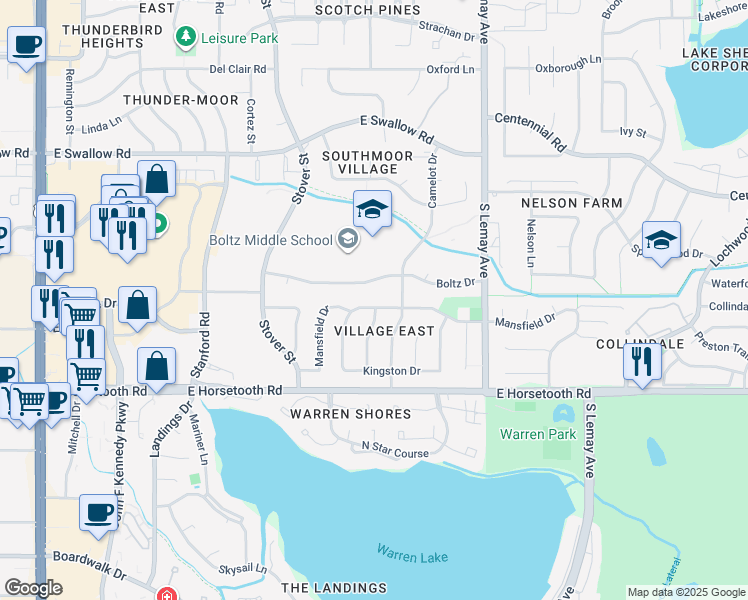 map of restaurants, bars, coffee shops, grocery stores, and more near 3401 Worwick Drive in Fort Collins