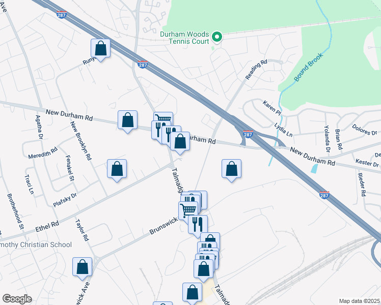 map of restaurants, bars, coffee shops, grocery stores, and more near 2 Ethel Road in Edison