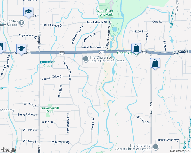 map of restaurants, bars, coffee shops, grocery stores, and more near 11615 Lampton View Drive in South Jordan