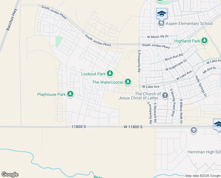 map of restaurants, bars, coffee shops, grocery stores, and more near 6800 11800 South in Herriman