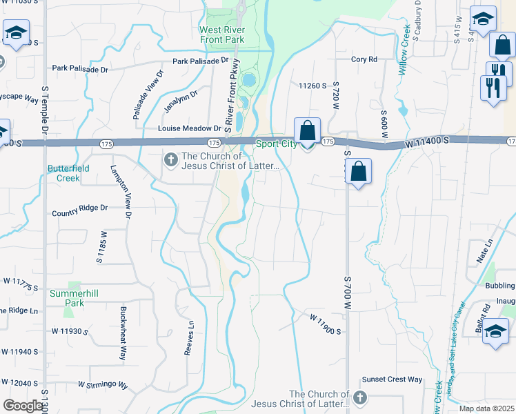 map of restaurants, bars, coffee shops, grocery stores, and more near 11578 Fox Vista Drive in Draper