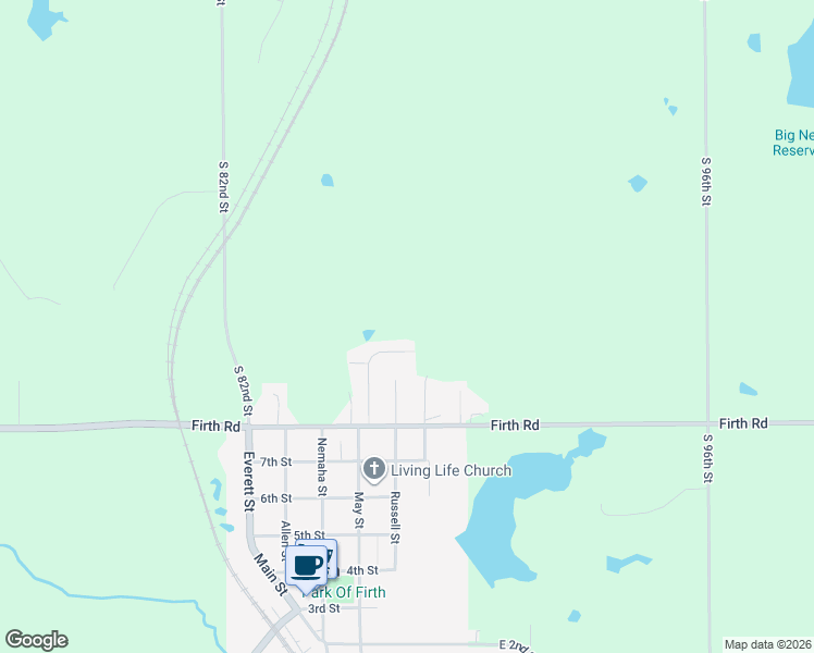 map of restaurants, bars, coffee shops, grocery stores, and more near 204 E 10th St in Firth