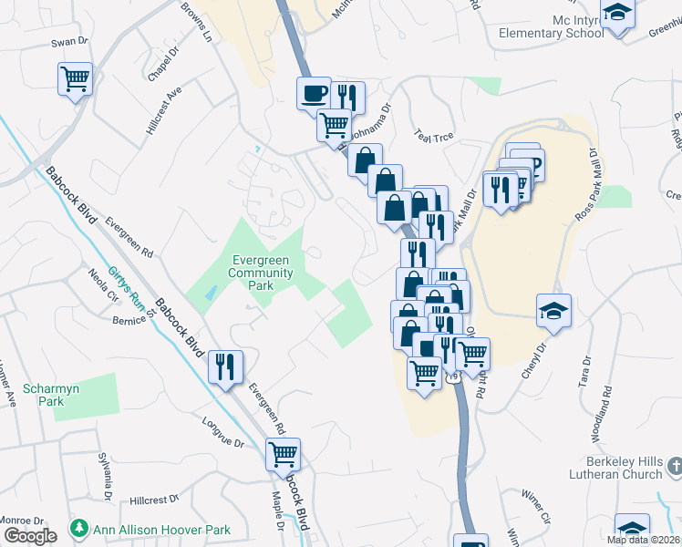 map of restaurants, bars, coffee shops, grocery stores, and more near 415 McKnight Circle in Pittsburgh