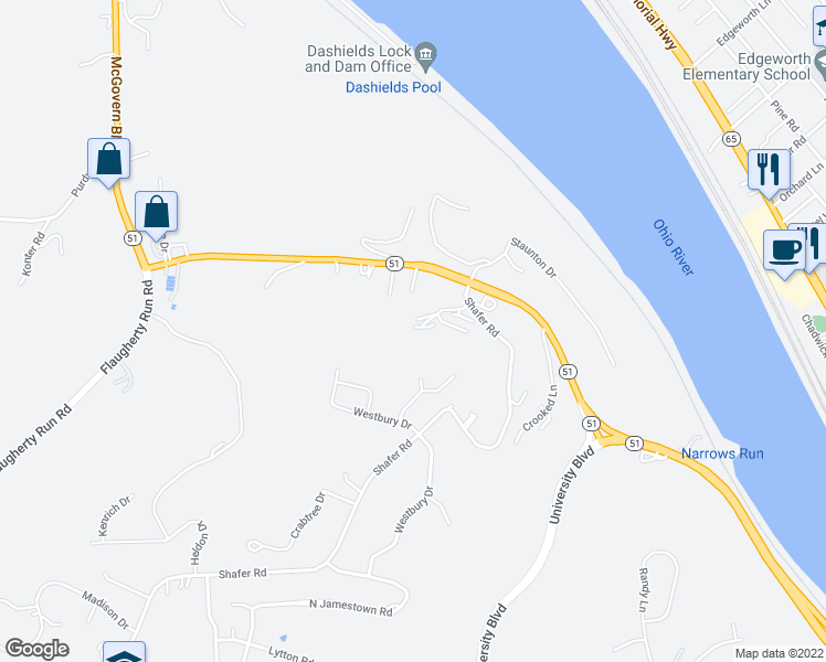 map of restaurants, bars, coffee shops, grocery stores, and more near 413 Newton Square Drive in Moon